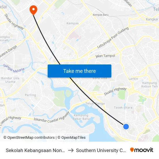 Sekolah Kebangsaan Nong Chik to Southern University College map