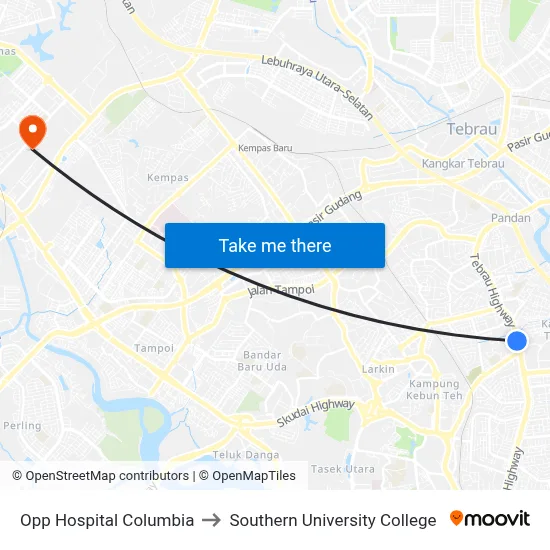 Opp Hospital Columbia to Southern University College map