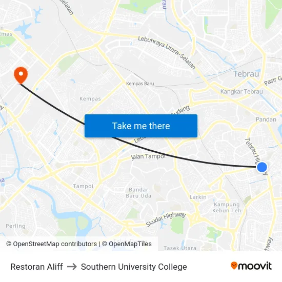 Restoran Aliff to Southern University College map