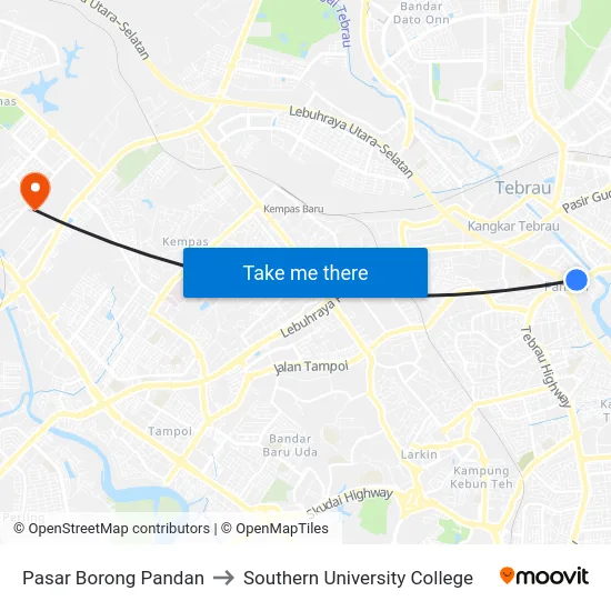 Pasar Borong Pandan to Southern University College map