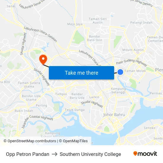 Opp Petron Pandan to Southern University College map