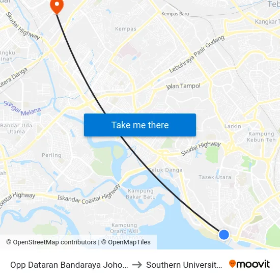 Opp Dataran Bandaraya Johor Bahru / Sri to Southern University College map
