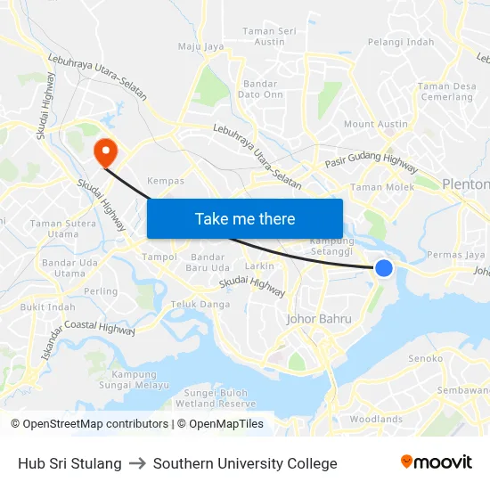 Hub Sri Stulang to Southern University College map