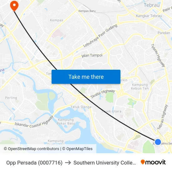 Opp Persada (0007716) to Southern University College map