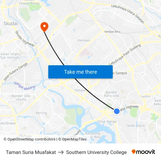 Taman Suria Muafakat to Southern University College map