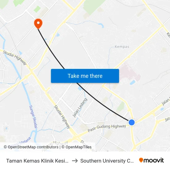 Taman Kemas Klinik Kesihatan to Southern University College map