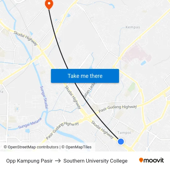 Opp Kampung Pasir to Southern University College map