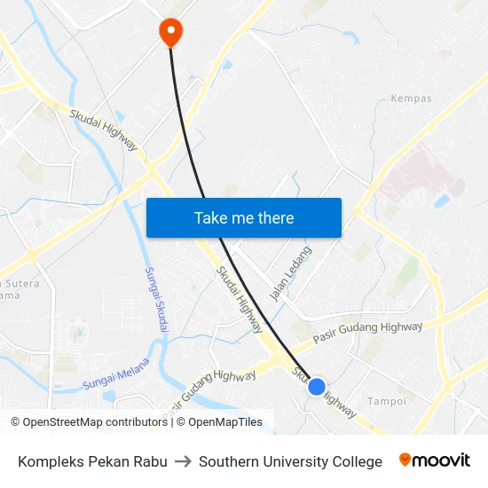 Kompleks Pekan Rabu to Southern University College map