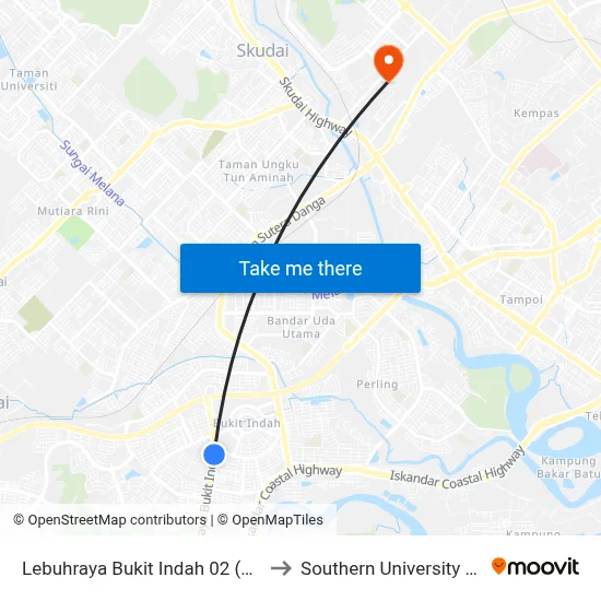 Lebuhraya Bukit Indah 02 (0000403) to Southern University College map