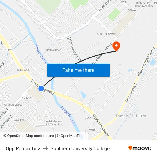 Opp Petron Tuta to Southern University College map
