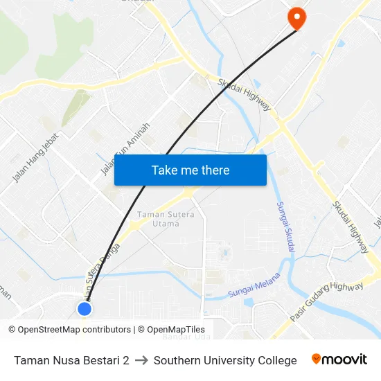 Taman Nusa Bestari 2 to Southern University College map