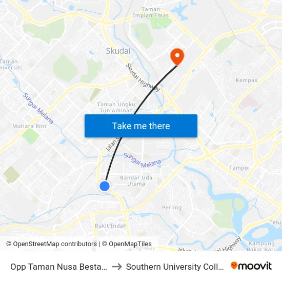 Opp Taman Nusa Bestari 3 to Southern University College map