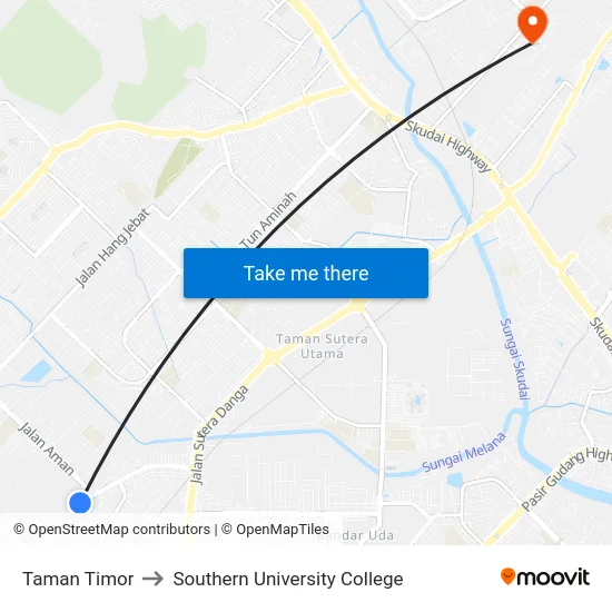 Taman Timor to Southern University College map