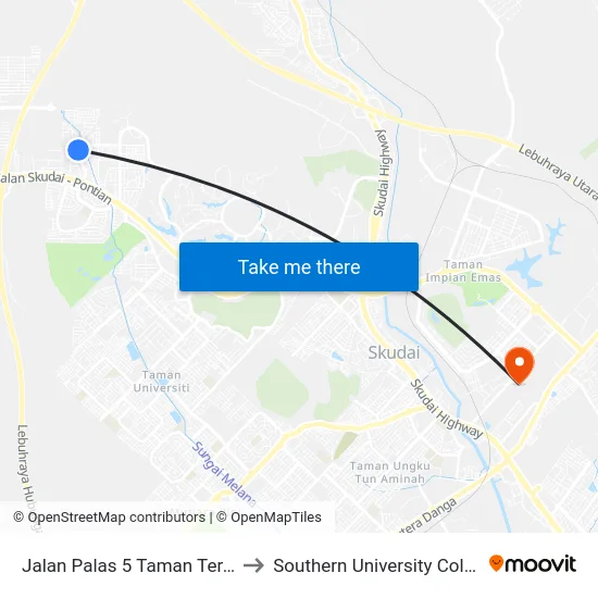 Jalan Palas 5 Taman Teratai to Southern University College map