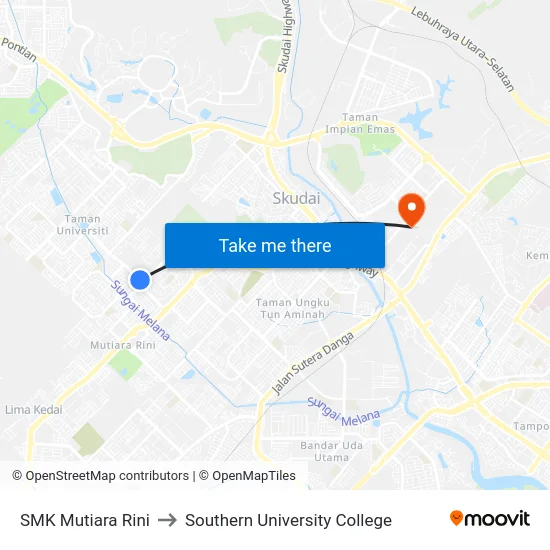 SMK Mutiara Rini to Southern University College map