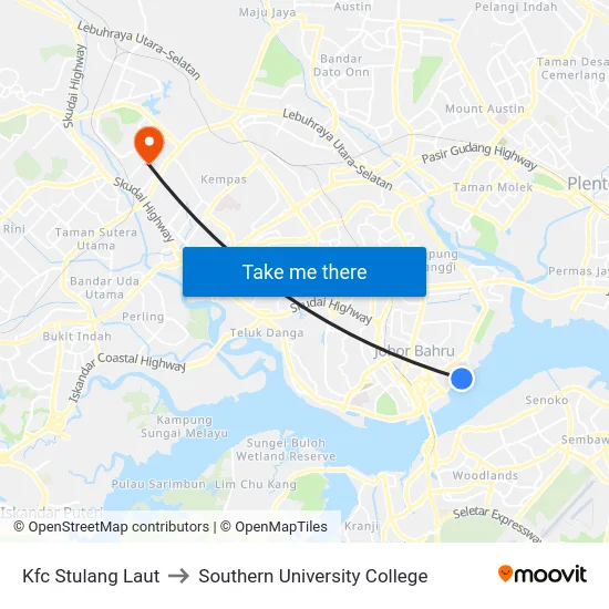Kfc Stulang Laut to Southern University College map