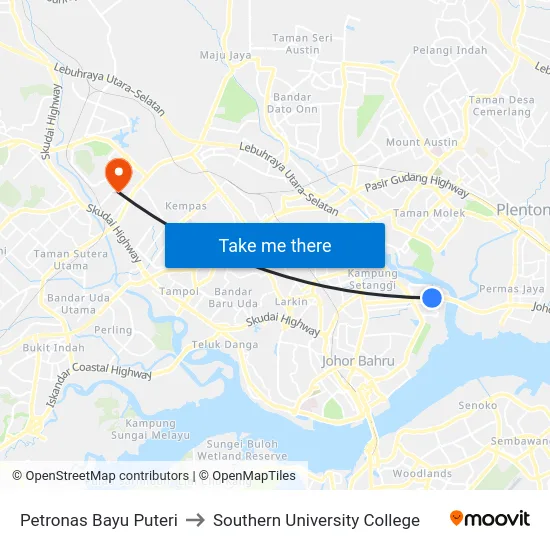 Petronas Bayu Puteri to Southern University College map