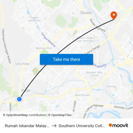 Rumah Iskandar Malaysia to Southern University College map