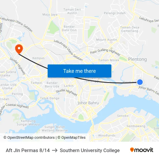 Aft Jln Permas 8/14 to Southern University College map