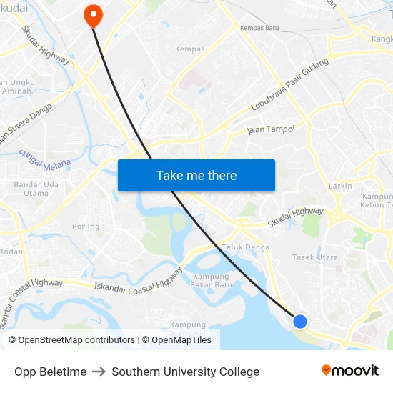 Opp Beletime to Southern University College map