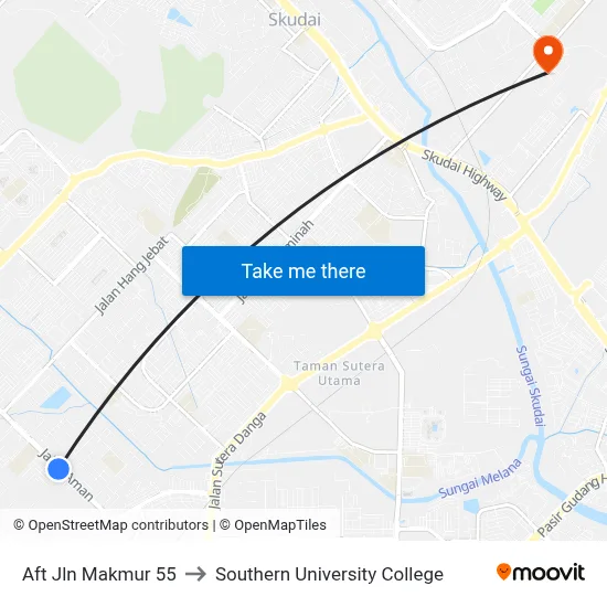 Aft Jln Makmur 55 to Southern University College map