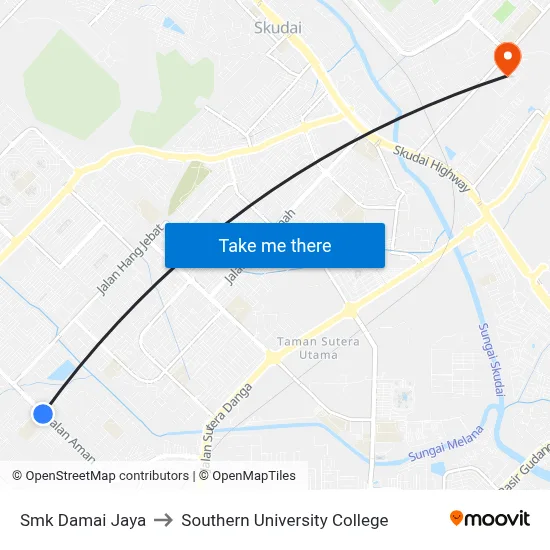 Smk Damai Jaya to Southern University College map