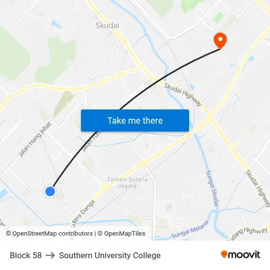 Block 58 to Southern University College map