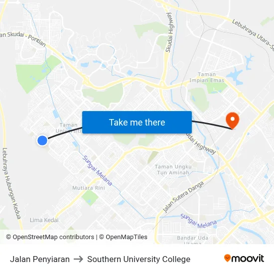 Jalan Penyiaran to Southern University College map