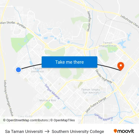 Sa Taman Universiti to Southern University College map