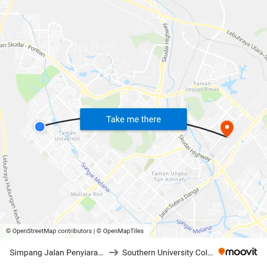Simpang Jalan Penyiaran 51 to Southern University College map