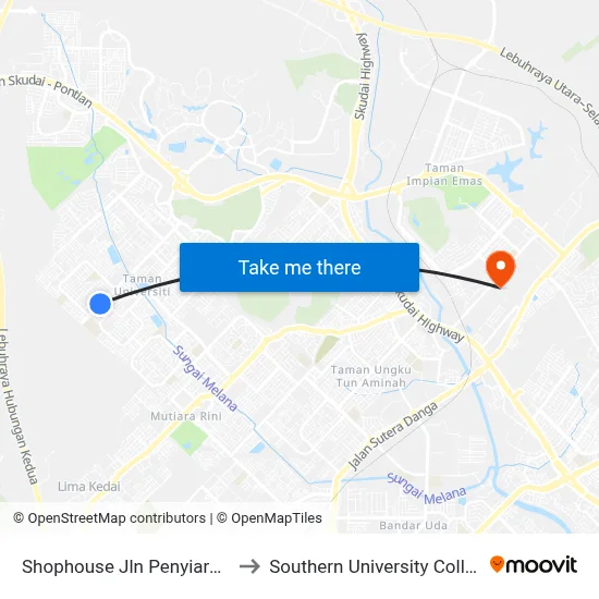 Shophouse Jln Penyiaran 2 to Southern University College map