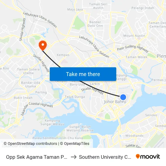 Opp Sek Agama Taman Pelangi to Southern University College map