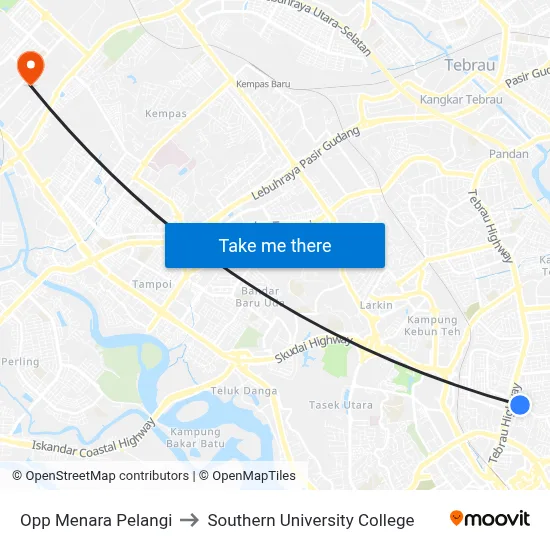 Opp Menara Pelangi to Southern University College map