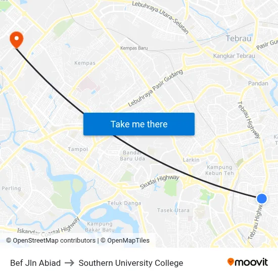 Bef Jln Abiad to Southern University College map