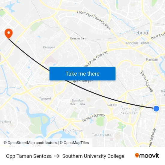 Opp Taman Sentosa to Southern University College map