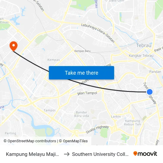 Kampung Melayu Majidee to Southern University College map