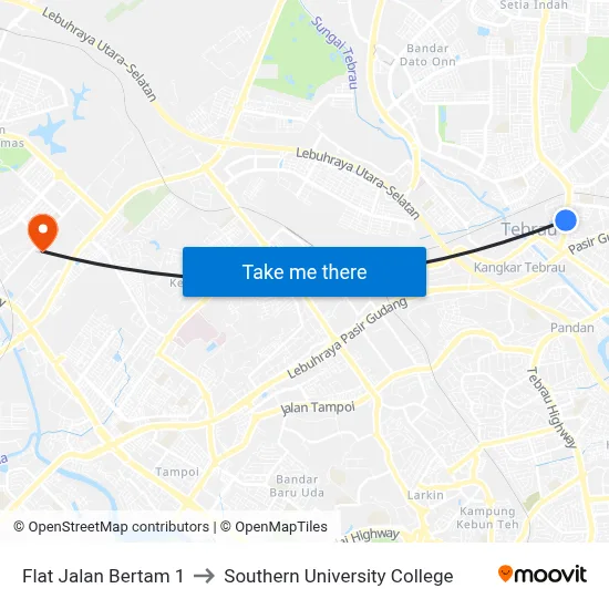 Flat Jalan Bertam 1 to Southern University College map