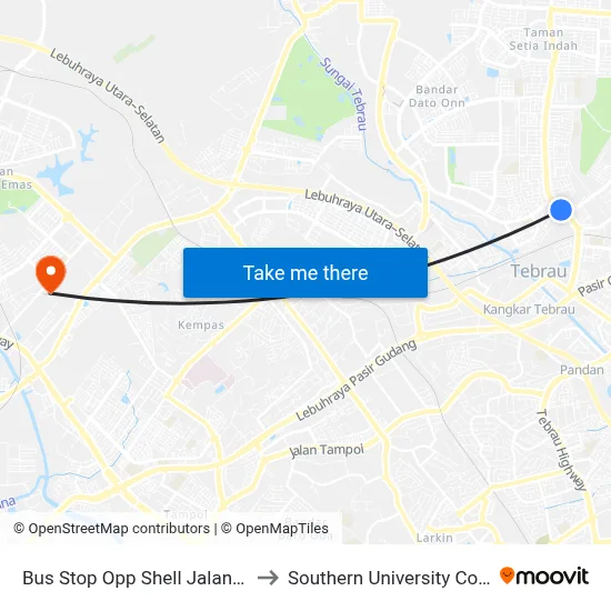 Bus Stop Opp Shell Jalan Daya to Southern University College map