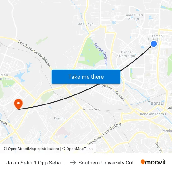 Jalan Setia 1 Opp Setia Park to Southern University College map