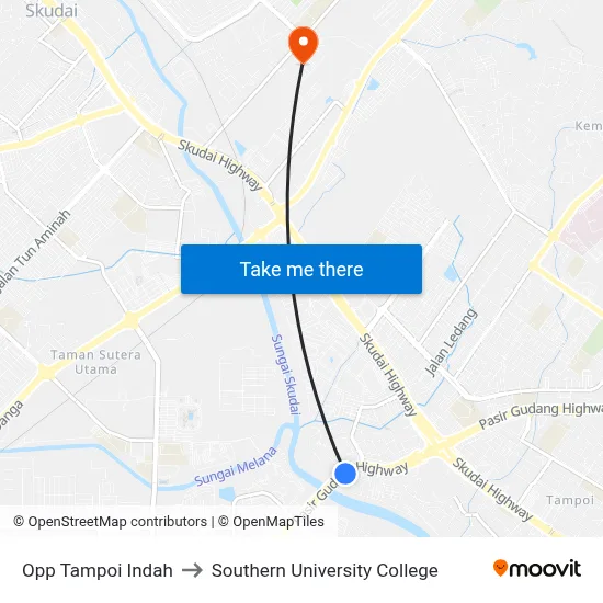 Opp Tampoi Indah to Southern University College map