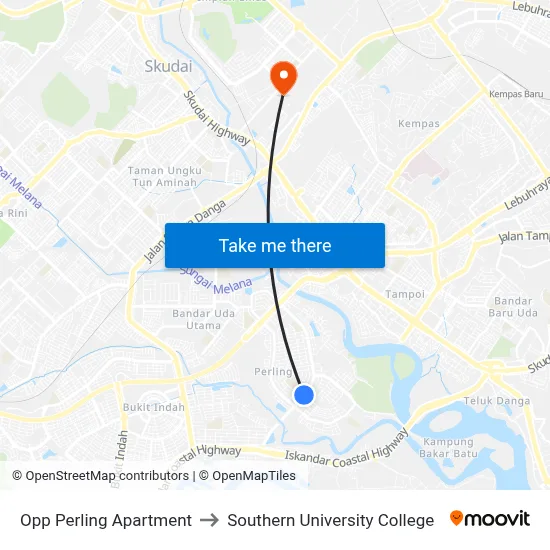 Opp Perling Apartment to Southern University College map