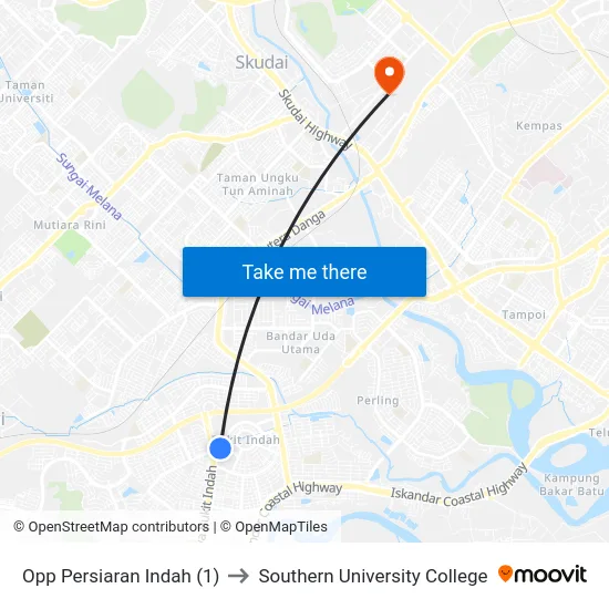 Opp Persiaran Indah (1) to Southern University College map