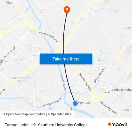 Tampoi Indah to Southern University College map