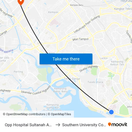 Opp Hospital Sultanah Aminah to Southern University College map