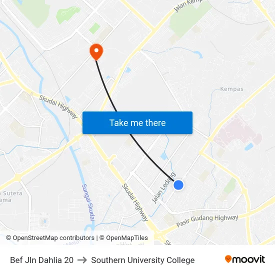Bef Jln Dahlia 20 to Southern University College map