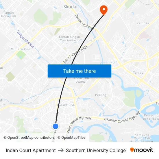 Indah Court Apartment to Southern University College map