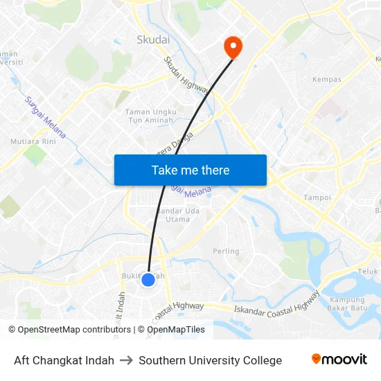 Aft Changkat Indah to Southern University College map