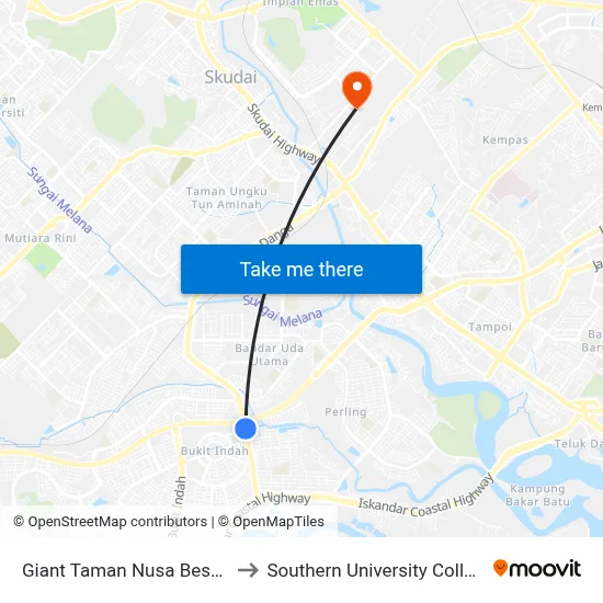 Giant Taman Nusa Bestari to Southern University College map
