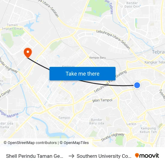 Shell Perindu Taman Gembira to Southern University College map