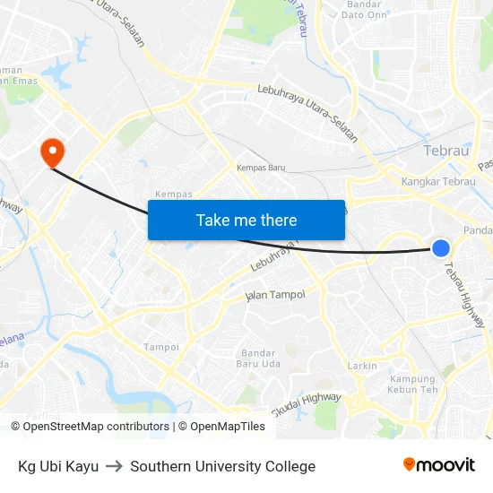 Kg Ubi Kayu to Southern University College map